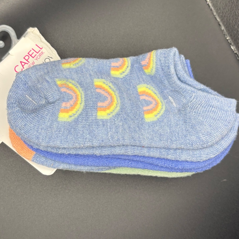 Carter's Blue Baby Socks with Rainbow Design